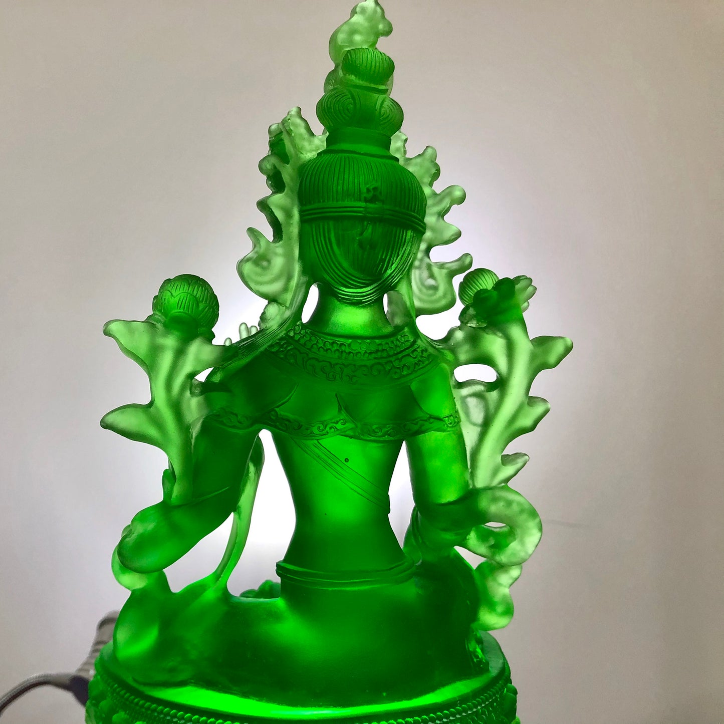 TXF-005 Handmade Sculpture Religious Figurine Liuli Green/White Tara statue