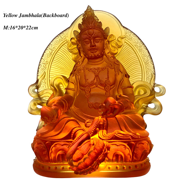 TXF-008 Home Decoration Fengshui Ornament Traditional Liuli Yellow Jambhala Statue