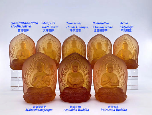 TXF-130 Traditional Liuli Patron Saint Series Mini Buddha Statue Figurine for Temple Thousands of Buddha wall
