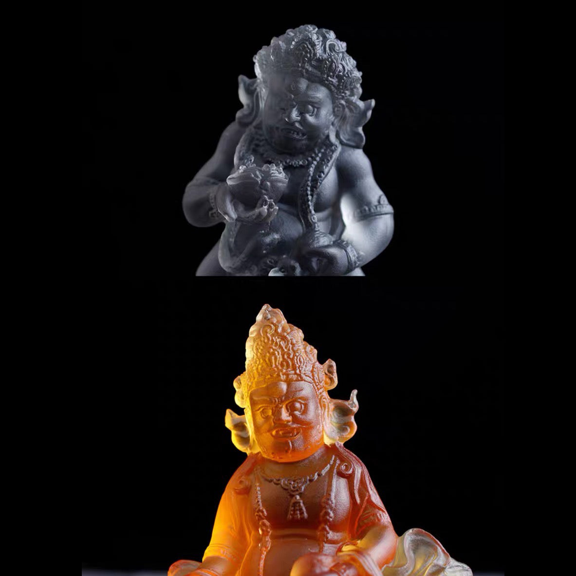 TXF-011 Traditional Liuli Tibetan Buddhism God Of Wealth and Fortune the Five Jambhalas/Offering Water Five Jambhalas