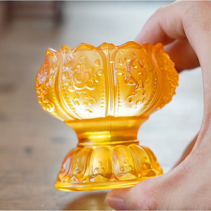 TXJ-231 Multipurpose home decoration eight-auspicious symbol traditional liuli holy cup / candle holder