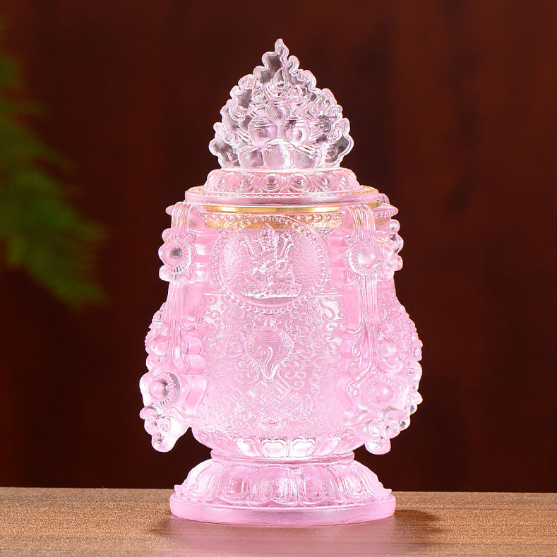 TXJ-363 Traditional Liuli Fengshui Home Decoration Ornaments the Five Jambhalas Wealth Vase