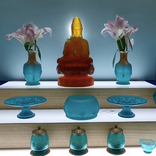 TXF-105Traditional Liuli Kwan-yin Sitting Buddha