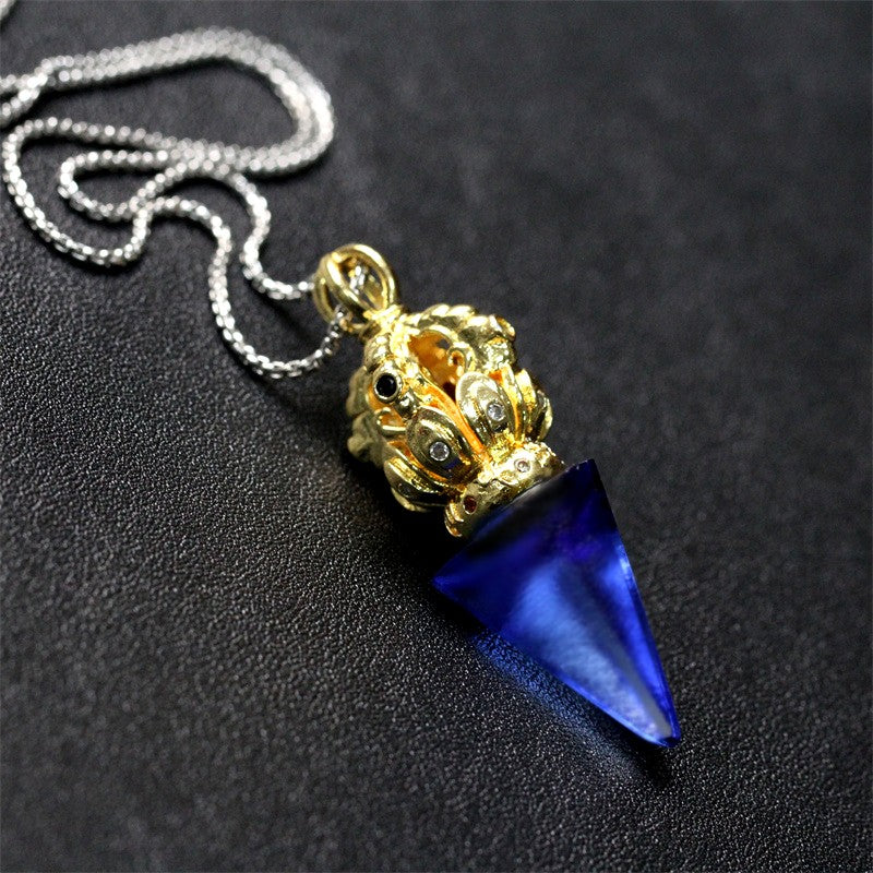 GF-976 Liuli Pendant Inset Color Diamond Cone shape 5 colors