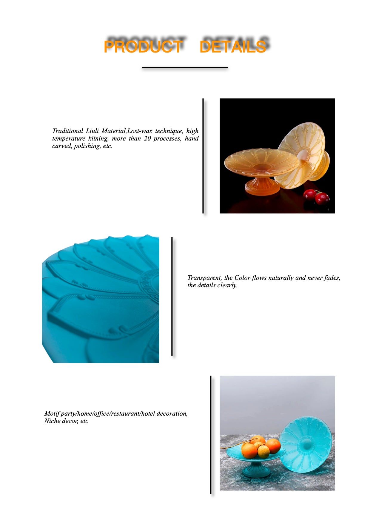 TXJ-321 Manufacturer from China Home Decoration Luxury Liuli Crystal Dried Fruit Dessert Plate