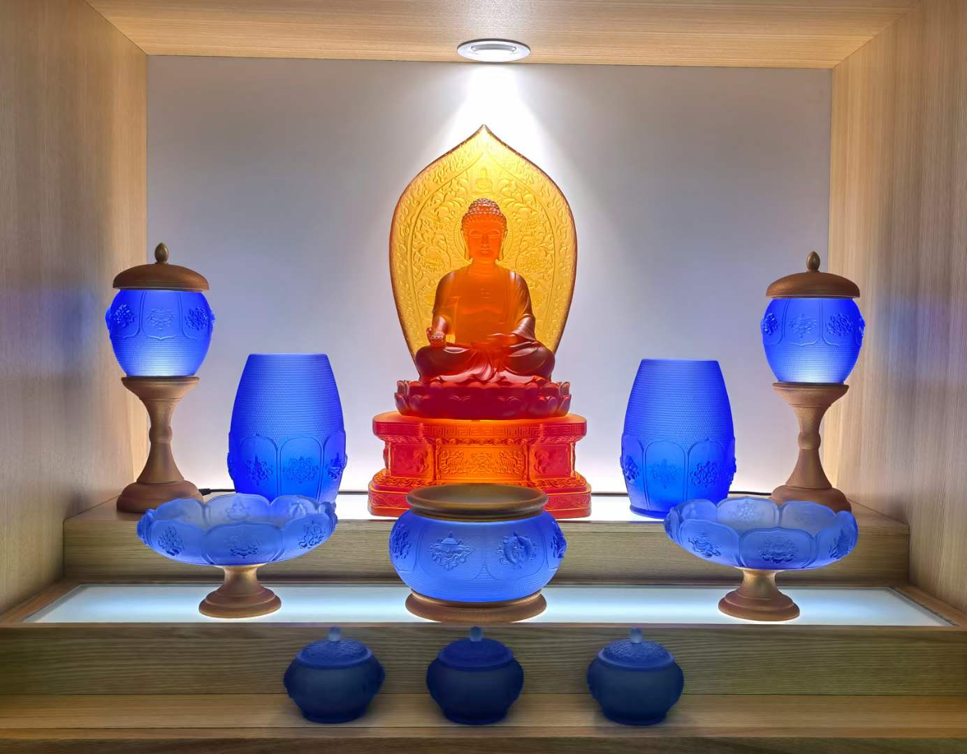TXJ-400 New arrival A 10-piece Altar set Liuli 8-Treasures Lotus set