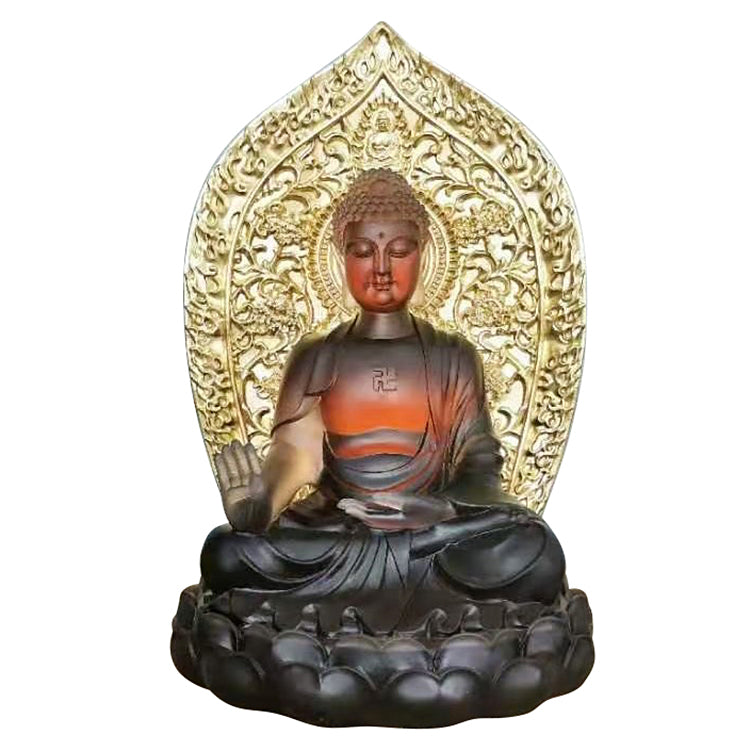 TXF-018 Temple Worship Decoration Traditional Liuli Large Medicine Buddha Statues Gilding Gold Garden Decor