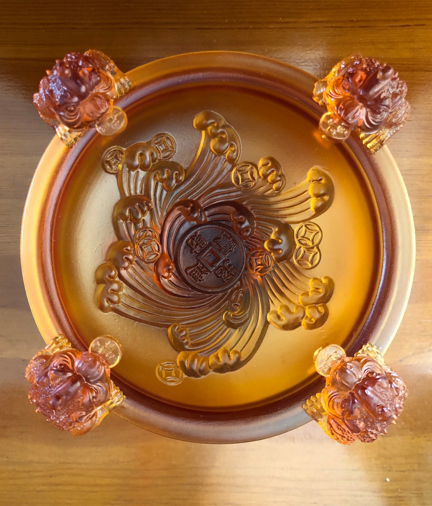 TXJ-901 Fengshui Treasure Bowl traditional liuli Amass Fortunes  Lucky Ornament Gold Ingot