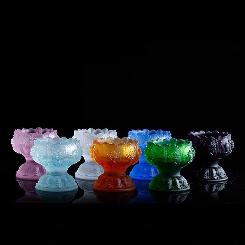 TXJ-231 Multipurpose home decoration eight-auspicious symbol traditional liuli holy cup / candle holder