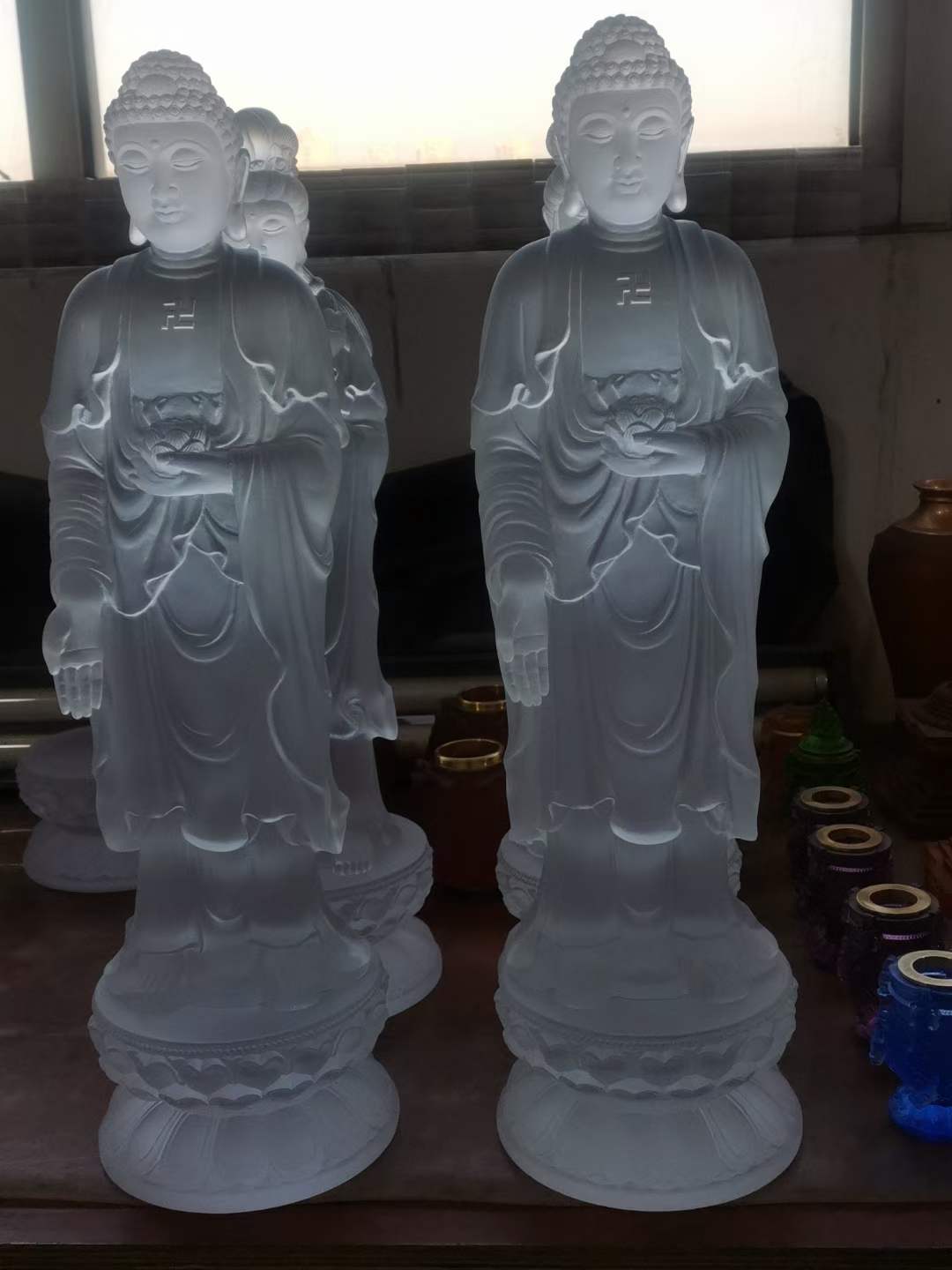 TXF-115 Pure Land Buddhism A 3-piece set Western Three Saints(Amitabha+Kwan Yin+Mahasthamaprapta) Buddha Statue