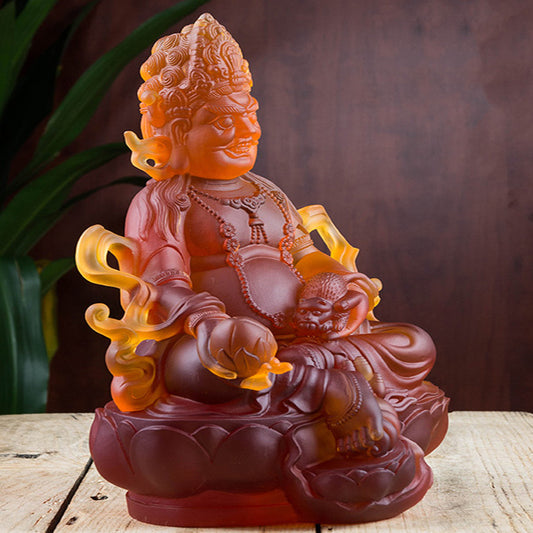 TXF-008 Home Decoration Fengshui Ornament Traditional Liuli Yellow Jambhala Statue
