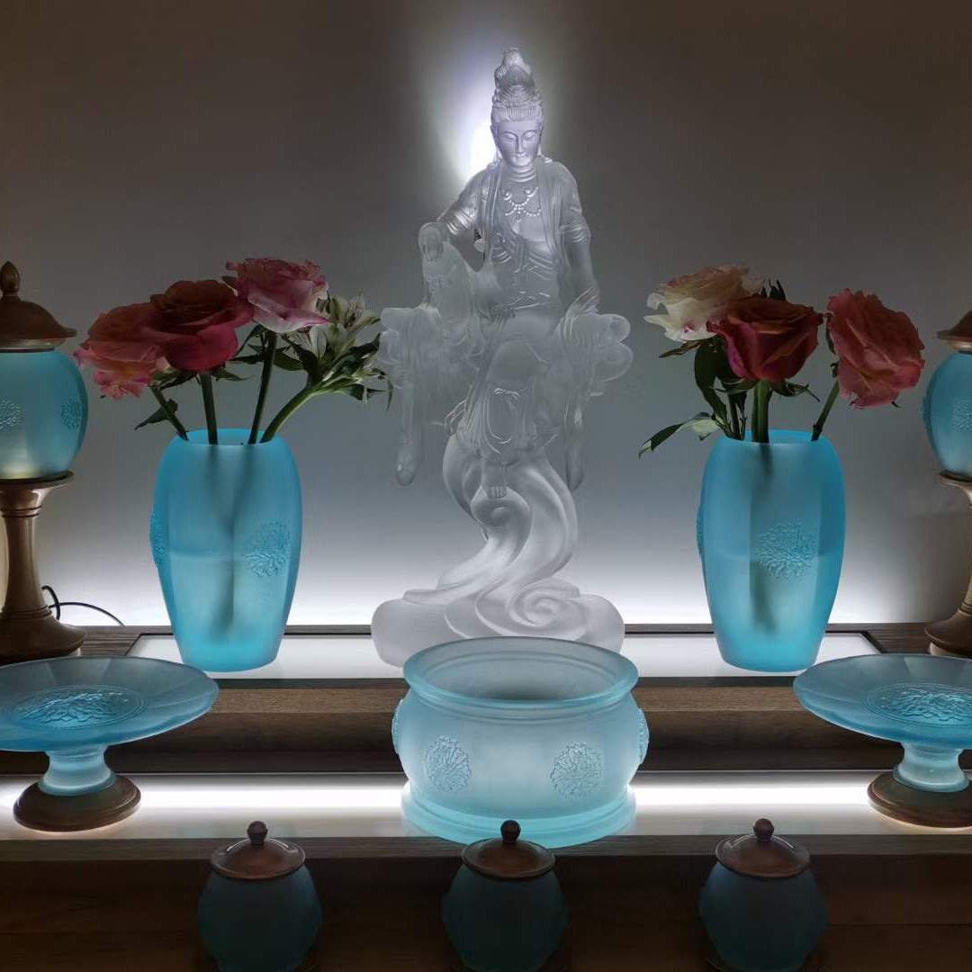 TXF-109 Home Shrine Decoration Ornament Traditional Liuli Customized Fearless avalokitesvara kwan yin guanyin statue