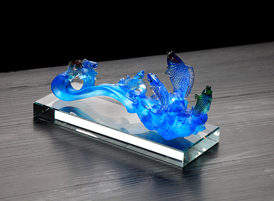 GF-978 Traditional Liuli Ruyi Scepter Home Decoration Craft Treasure Fengshui
