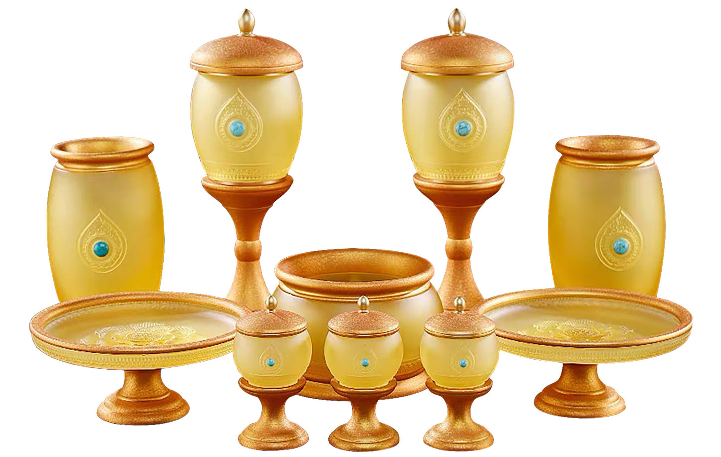 TXJ-800 A 10-piece set Fanhua Worship Buddha Altar Set Home Temple Decoration Gift box Liuli material