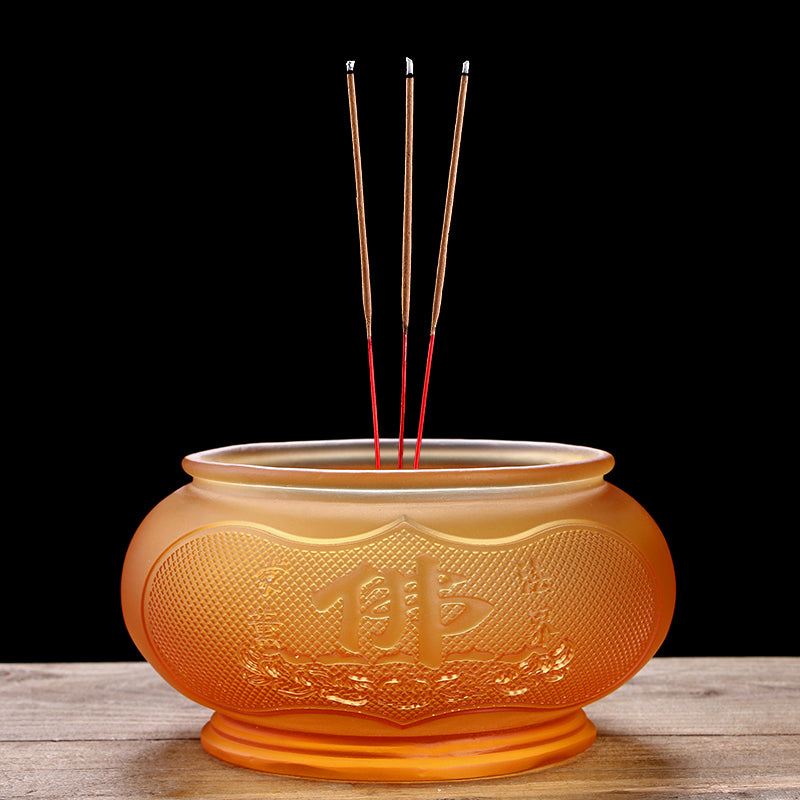 TXJ-312 Traditional liuli Buddha Words Big and Wide Round Censer
