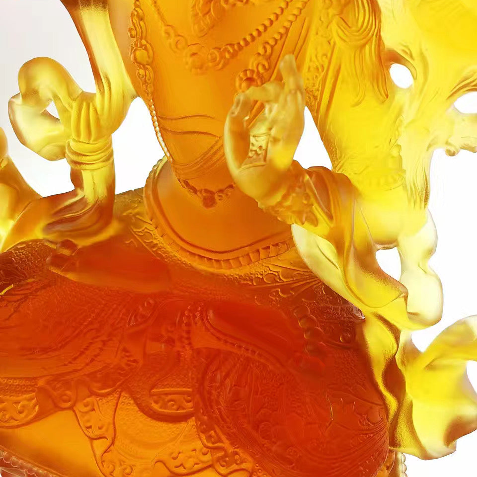 TXF-010 Tibetan Buddhism Traditional Liuli Gilded Manjushri Buddha Statues