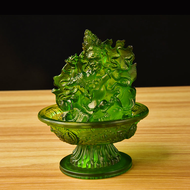 TXF-011 Traditional Liuli Tibetan Buddhism God Of Wealth and Fortune the Five Jambhalas/Offering Water Five Jambhalas