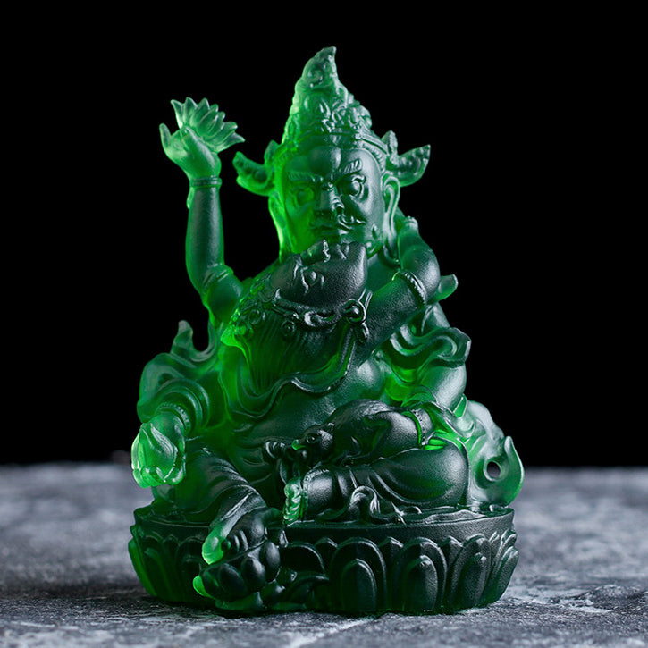TXF-011 Traditional Liuli Tibetan Buddhism God Of Wealth and Fortune the Five Jambhalas/Offering Water Five Jambhalas