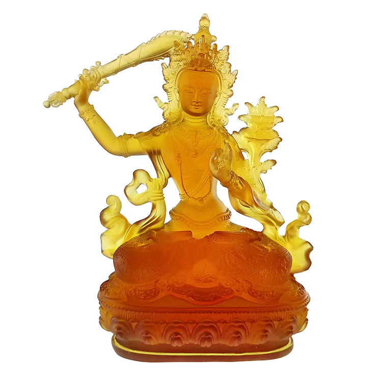 TXF-010 Tibetan Buddhism Traditional Liuli Gilded Manjushri Buddha Statues