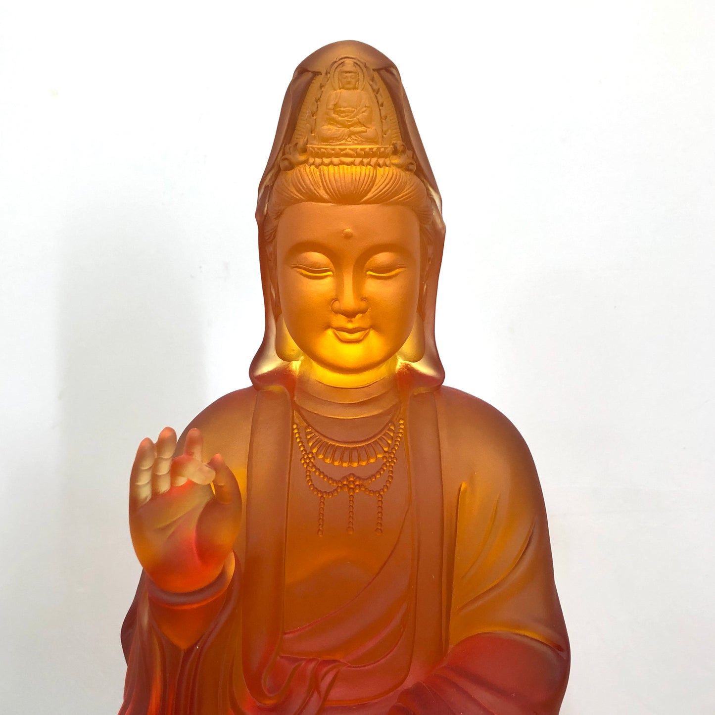 TXF-105Traditional Liuli Kwan-yin Sitting Buddha