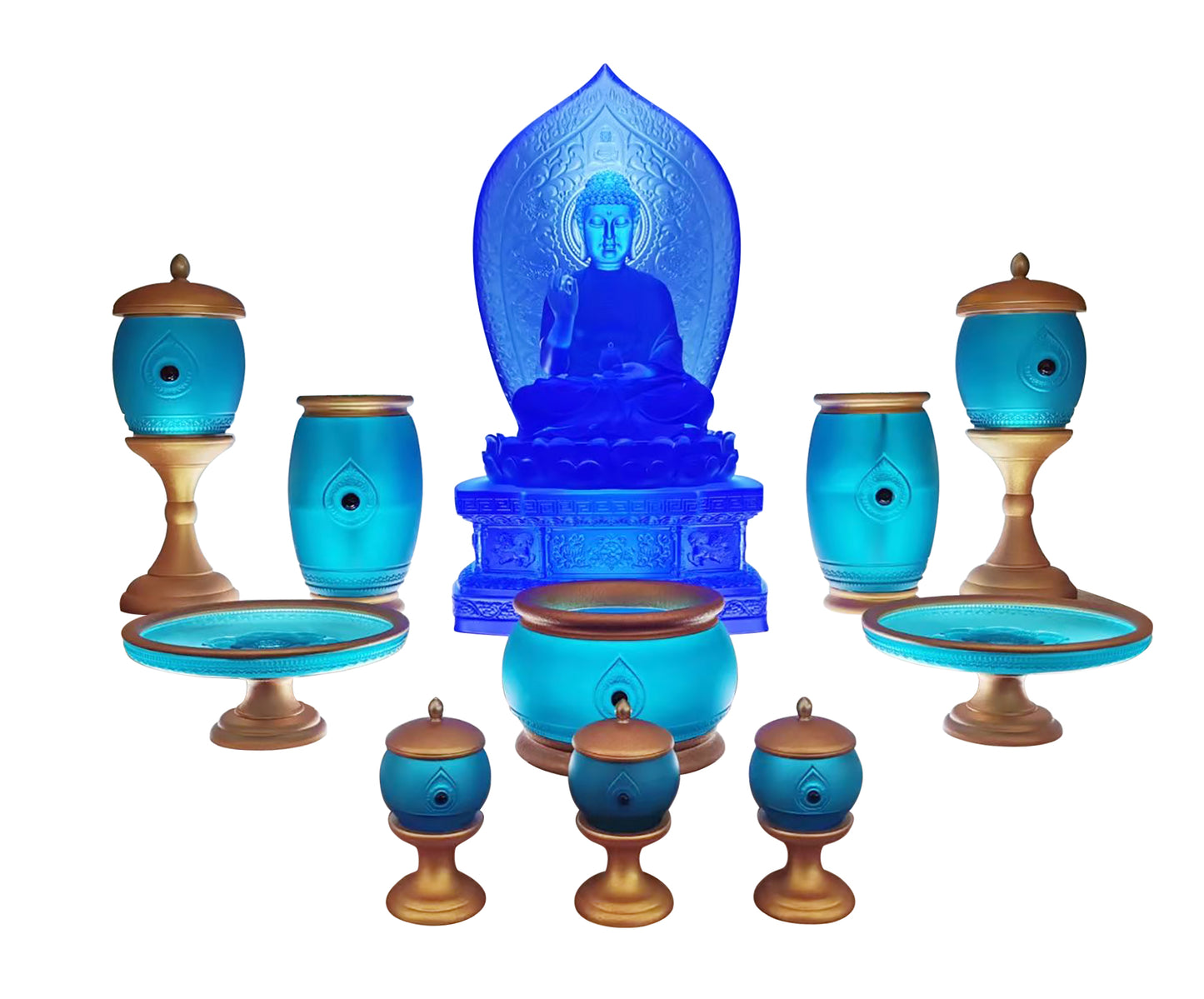 TXJ-800 A 10-piece set Fanhua Worship Buddha Altar Set Home Temple Decoration Gift box Liuli material