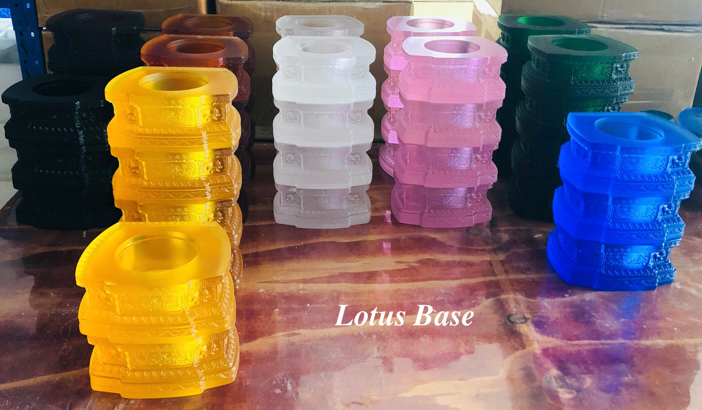 TXF-017 Wholesale Traditional Liuli Crystal Glass Seven Medicine Shakyamuni Gautama Buddha Statue with Backboard
