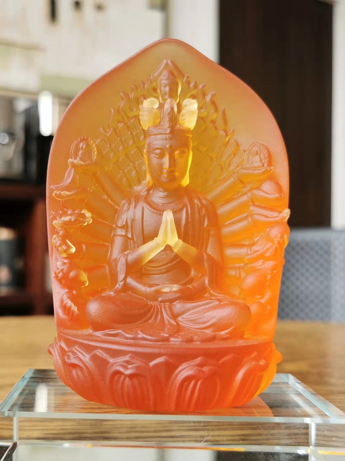 TXF-130 Traditional Liuli Patron Saint Series Mini Buddha Statue Figurine for Temple Thousands of Buddha wall