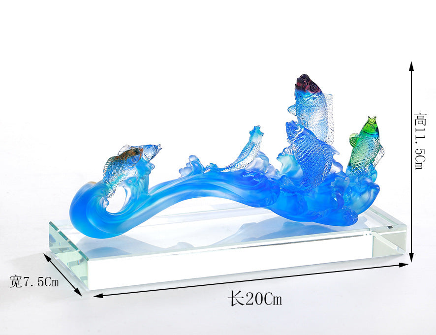 GF-978 Traditional Liuli Ruyi Scepter Home Decoration Craft Treasure Fengshui