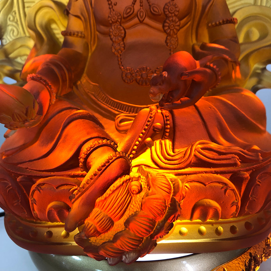 TXF-008 Home Decoration Fengshui Ornament Traditional Liuli Yellow Jambhala Statue