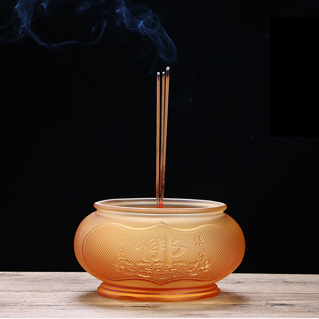 TXJ-312 Traditional liuli Buddha Words Big and Wide Round Censer