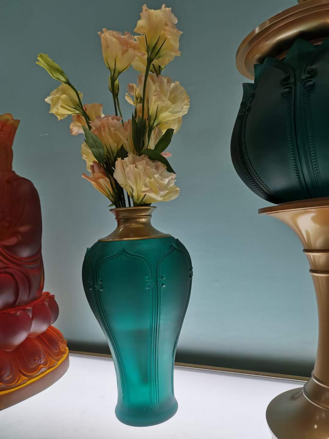 TXJ-331 Liuli Auspicious-flower Luxury Unique home decoration flower vase