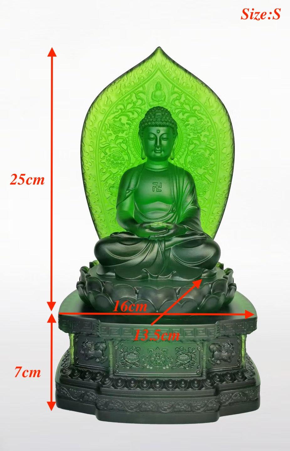 TXF-017 Wholesale Traditional Liuli Crystal Glass Seven Medicine Shakyamuni Gautama Buddha Statue with Backboard