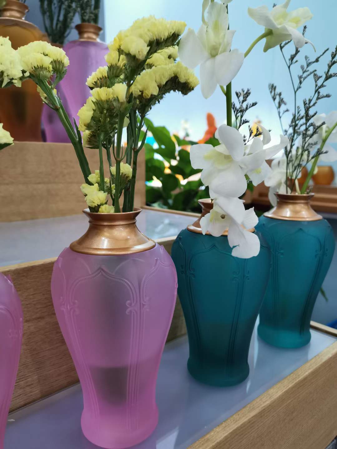 TXJ-331 Liuli Auspicious-flower Luxury Unique home decoration flower vase