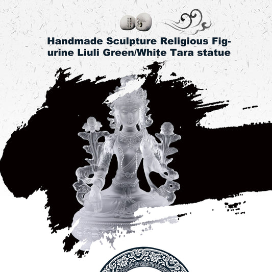 TXF-005 Handmade Sculpture Religious Figurine Liuli Green/White Tara statue
