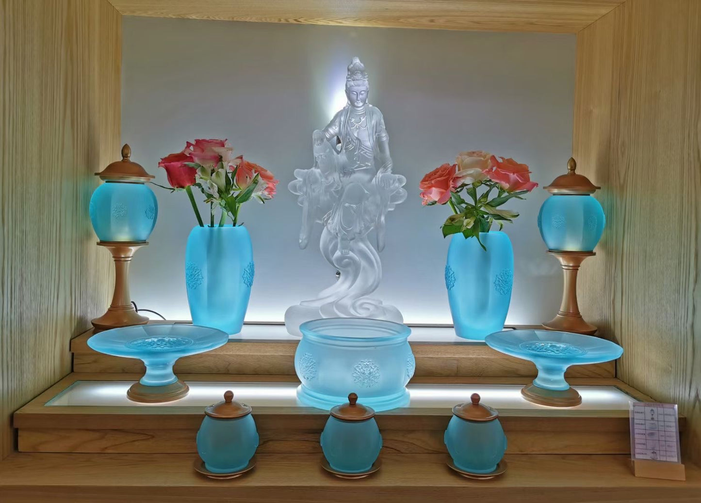 TXJ-600 A 10-piece Traditional Liuli Crystal Rosette Buddhist Altar set