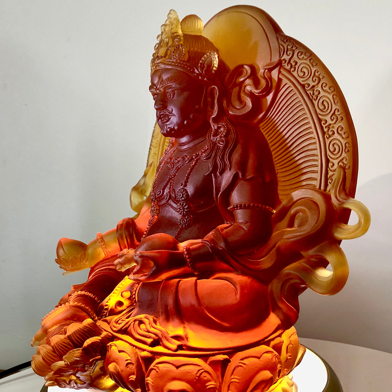 TXF-008 Home Decoration Fengshui Ornament Traditional Liuli Yellow Jambhala Statue