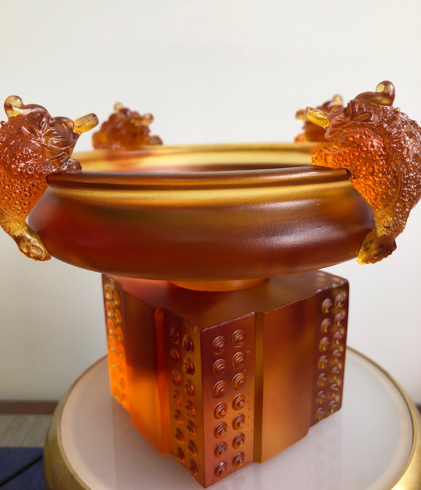 TXJ-901 Fengshui Treasure Bowl traditional liuli Amass Fortunes  Lucky Ornament Gold Ingot
