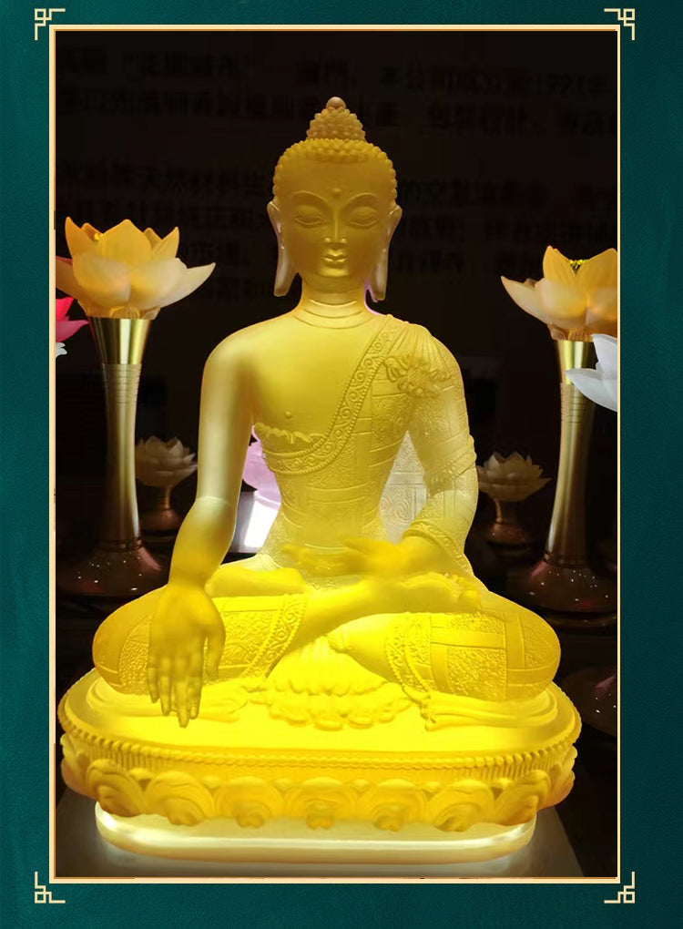 TXF-015 Traditional Liuli Crystal buddhism idols patung buddha shakyamuni buddhist monk statue