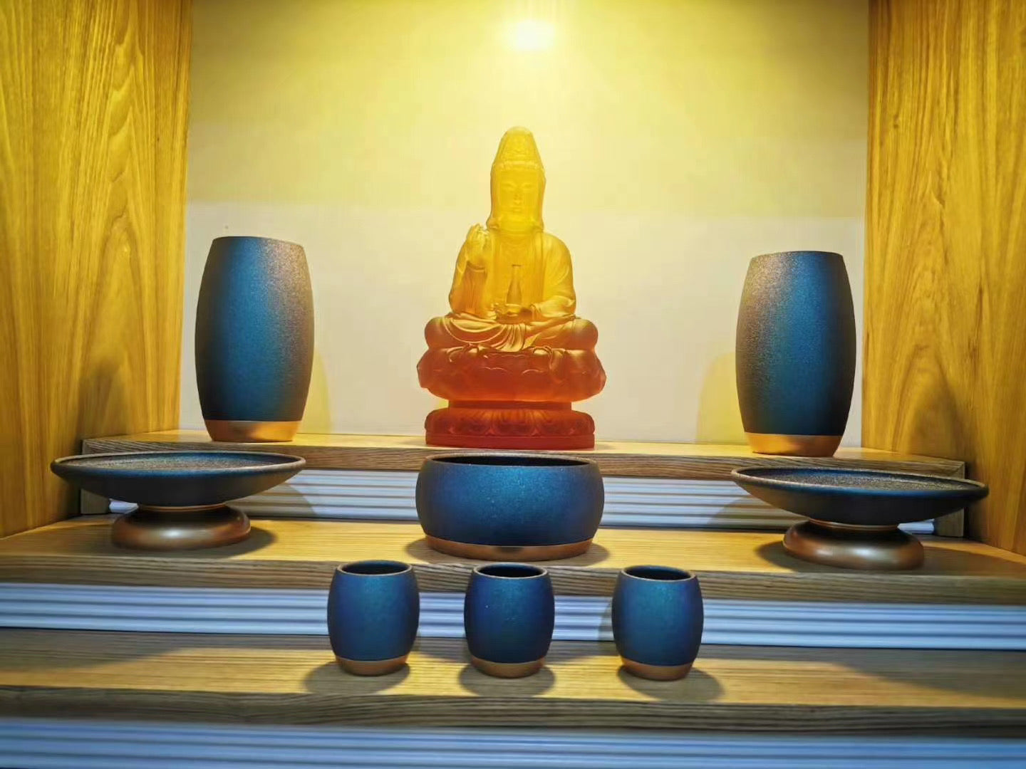 TXJ-900-2 A 10-piece Copper Leisurely Worship Buddha Altar Set home temple decoration ornaments