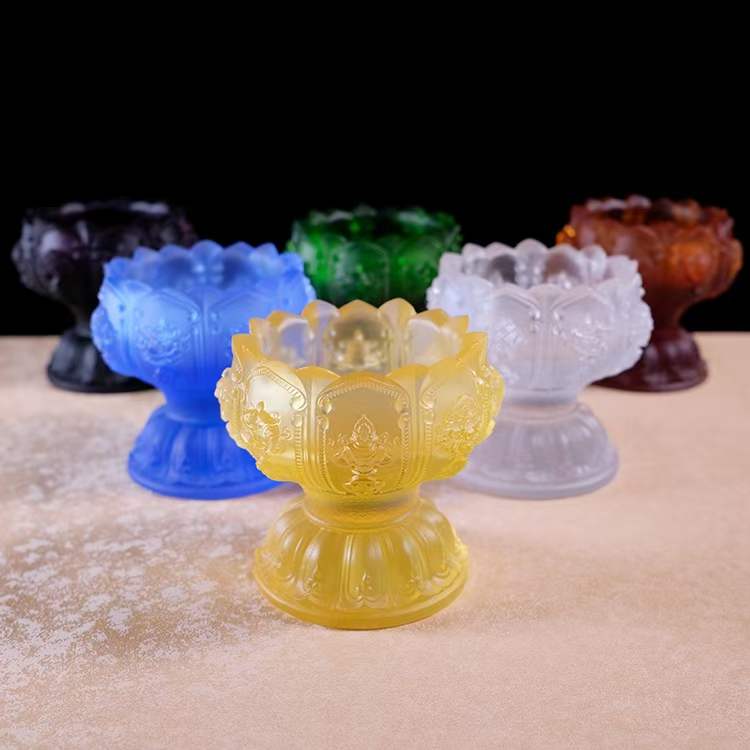 TXJ-231 Multipurpose home decoration eight-auspicious symbol traditional liuli holy cup / candle holder