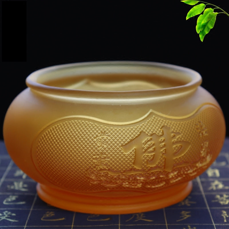 TXJ-312 Traditional liuli Buddha Words Big and Wide Round Censer