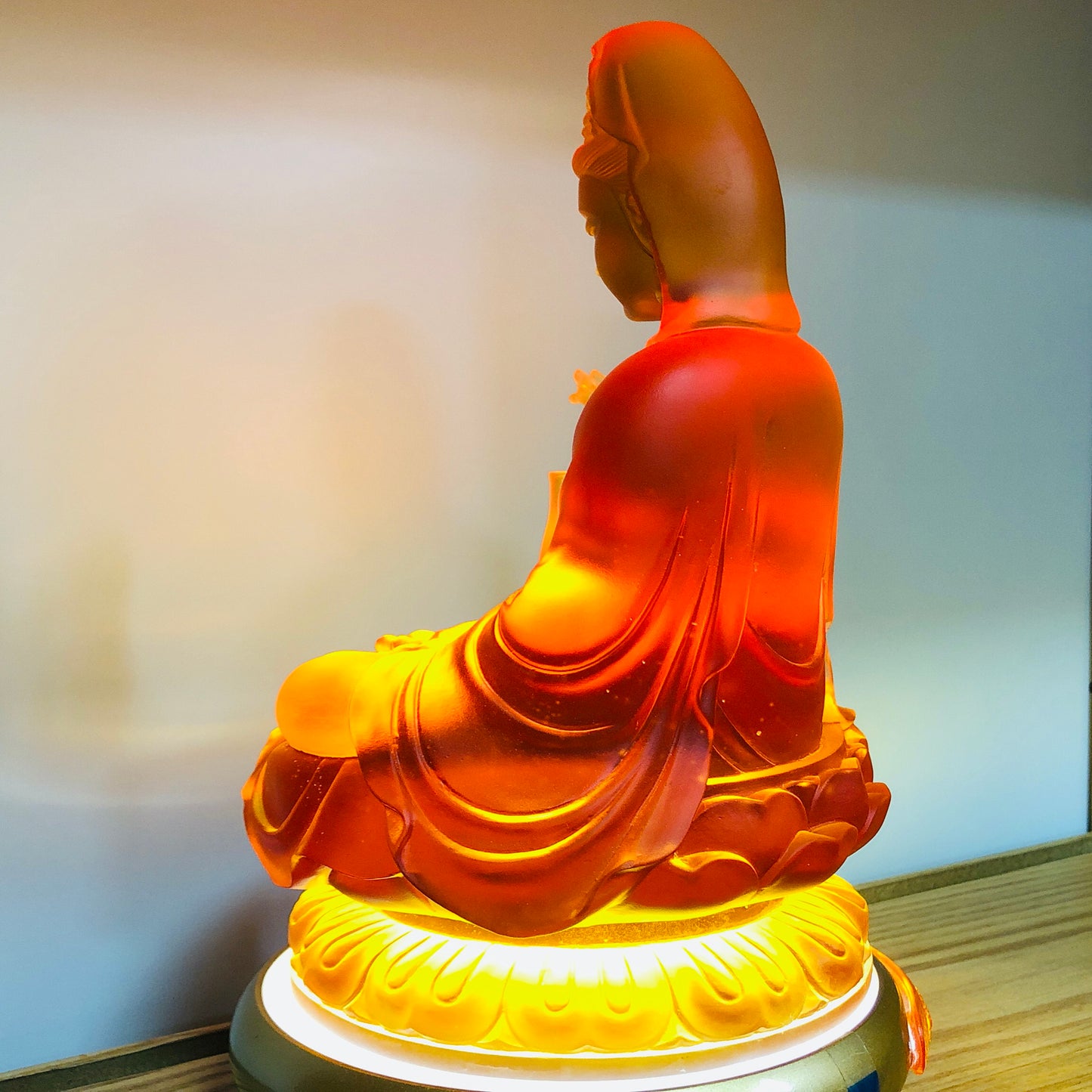 TXF-105Traditional Liuli Kwan-yin Sitting Buddha