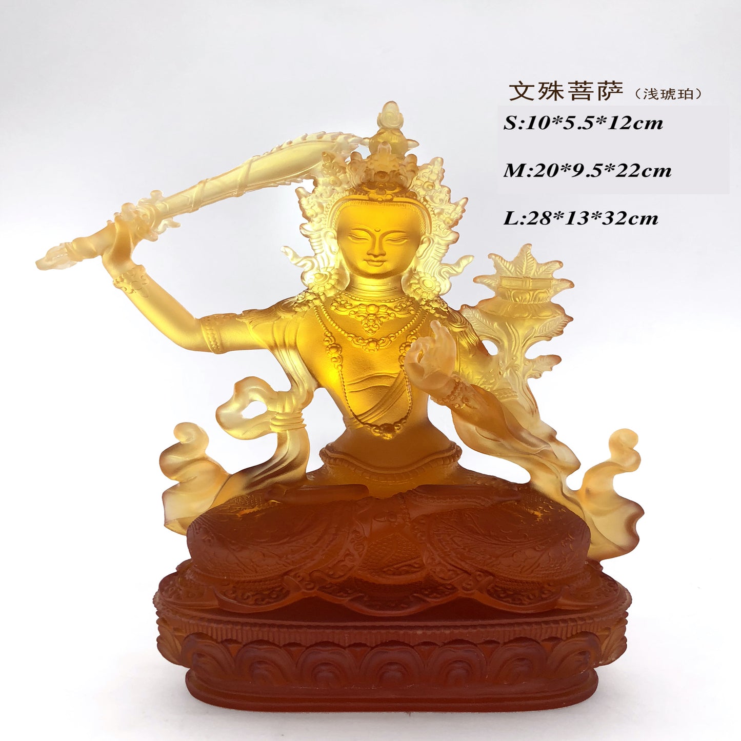 TXF-010 Tibetan Buddhism Traditional Liuli Gilded Manjushri Buddha Statues