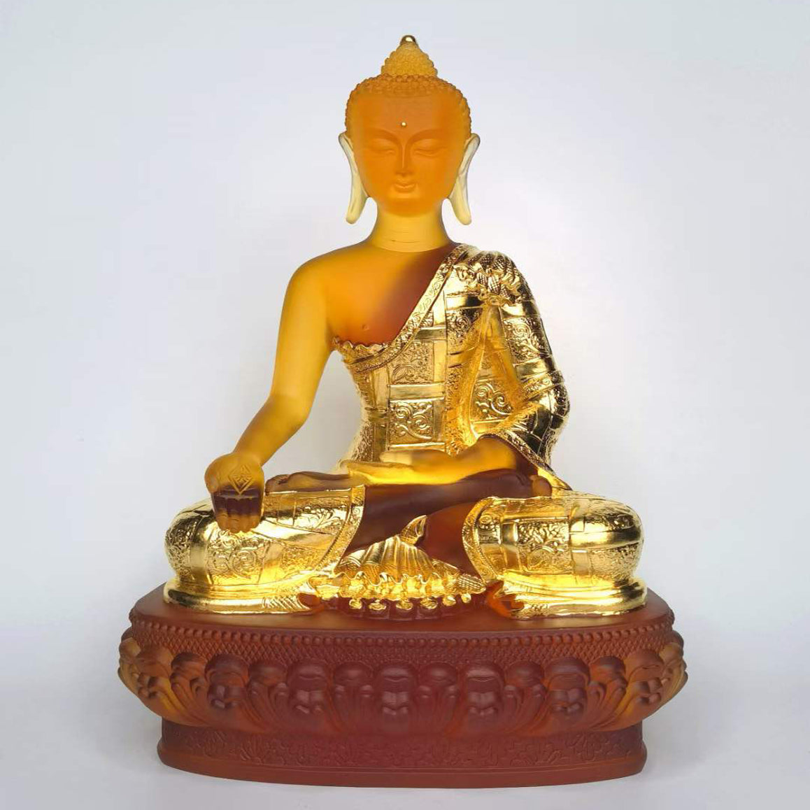 TXF-016 Traditional Liuli Seven Medicine Buddhas Statue Gilding From Gold leaf