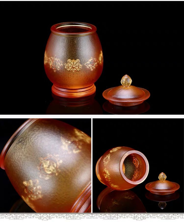 TXJ-300 Multi-purpose Decoration A Ten-piece set Eight-Auspicious Liuli Crystal Sacrifice Supplies Home Temple Buddha Ornaments