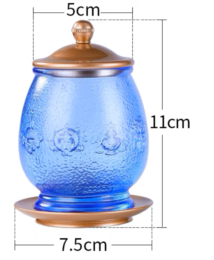 TXJ-251  Eight-auspicious Liuli Cup with lid & Saucer