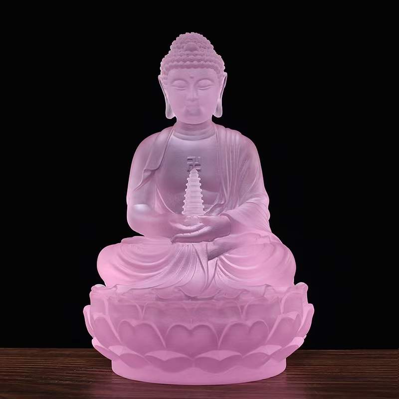 TXF-103 5sizes Traditional Liuli Crystal Glass Exotoric Buddhism Shakyamuni Gautama Medicine Buddha Statue
