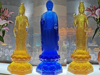 TXF-117S Traditional Liuli Three Buddhas of Eastern Crystal Glass Large Buddha Statues