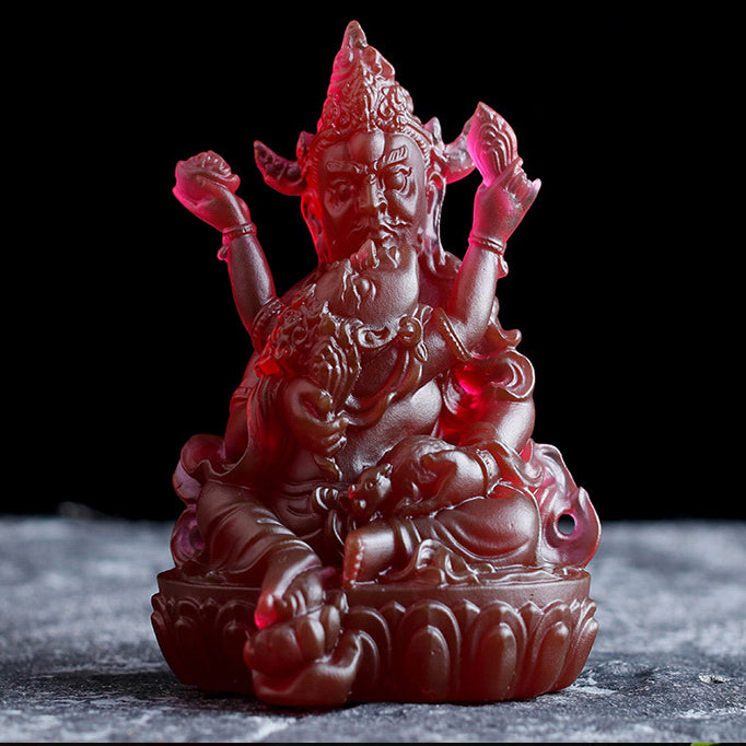 TXF-011 Traditional Liuli Tibetan Buddhism God Of Wealth and Fortune the Five Jambhalas/Offering Water Five Jambhalas