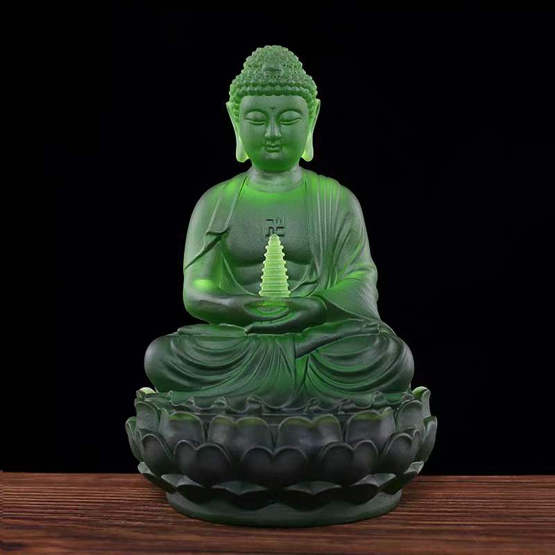 TXF-103 5sizes Traditional Liuli Crystal Glass Exotoric Buddhism Shakyamuni Gautama Medicine Buddha Statue